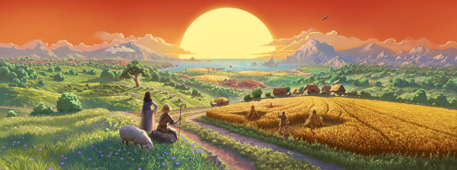Panorama da Ilha de Catan e os vales férteis