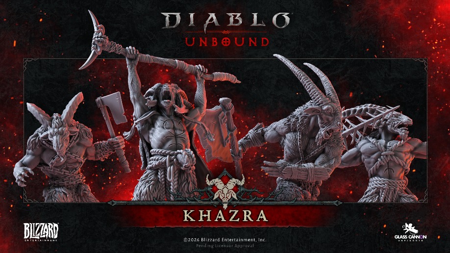 Miniaturas dos Khazra (Homens-Bode) de Diablo: Unbound